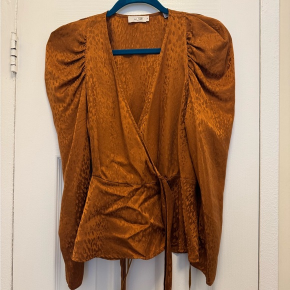 A.L.C. Women's Silk Burnt Orange Wrap Blouse - Picture 2 of 10
